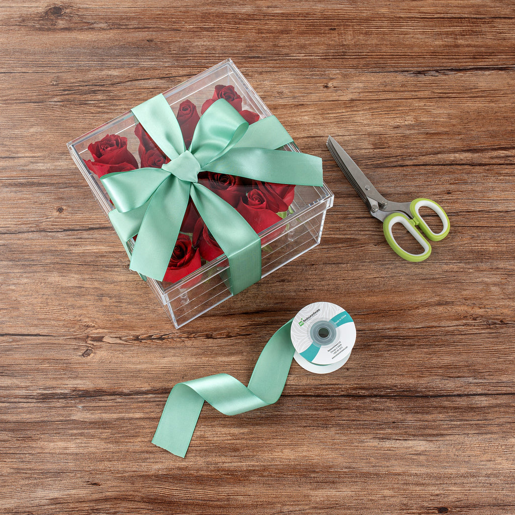 Gift Tek Dark Shale Green Polyester Satin Ribbon - Single Face - 1 1/2" x 10 yds - 10 count box
