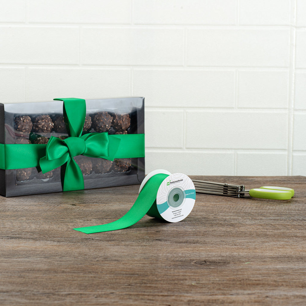Gift Tek Emerald Green Polyester Satin Ribbon - Single Face - 1 1/2" x 10 yds - 10 count box