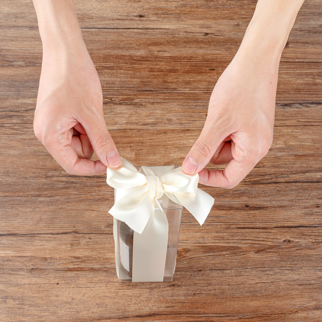 Gift Tek Ivory White Polyester Satin Ribbon - Single Face - 1 1/2" x 10 yds - 1 count box