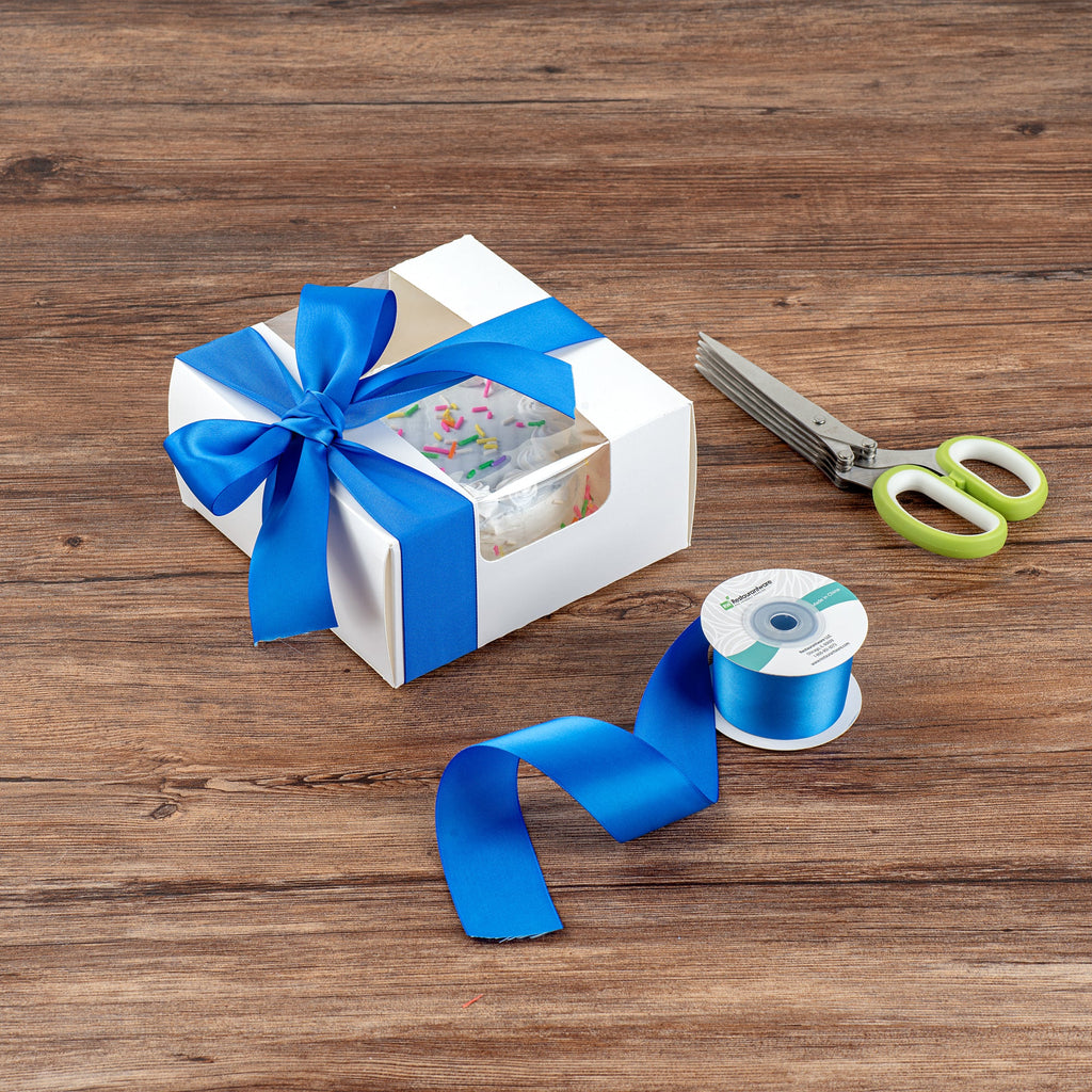 Gift Tek Royal Blue Polyester Satin Ribbon - Single Face - 1 1/2" x 10 yds - 1 count box