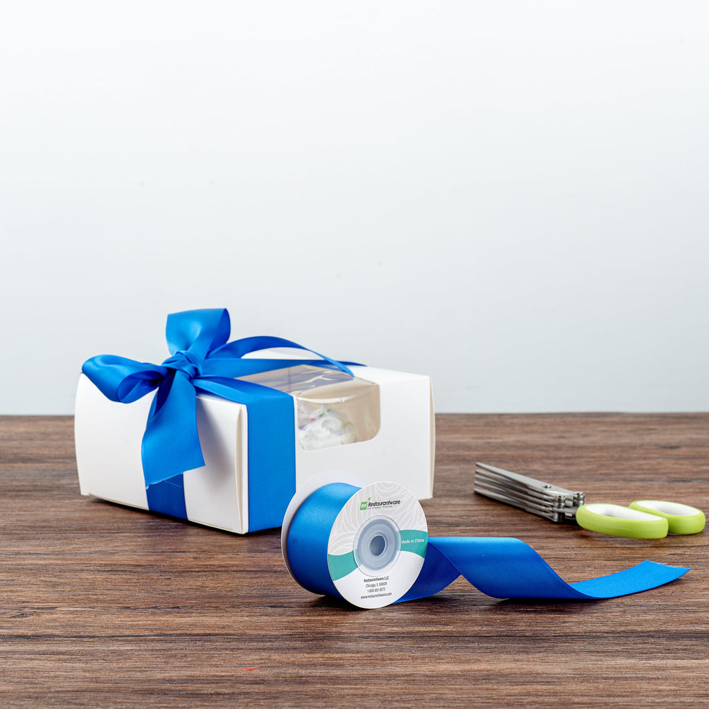 Gift Tek Royal Blue Polyester Satin Ribbon - Single Face - 1 1/2" x 10 yds - 1 count box