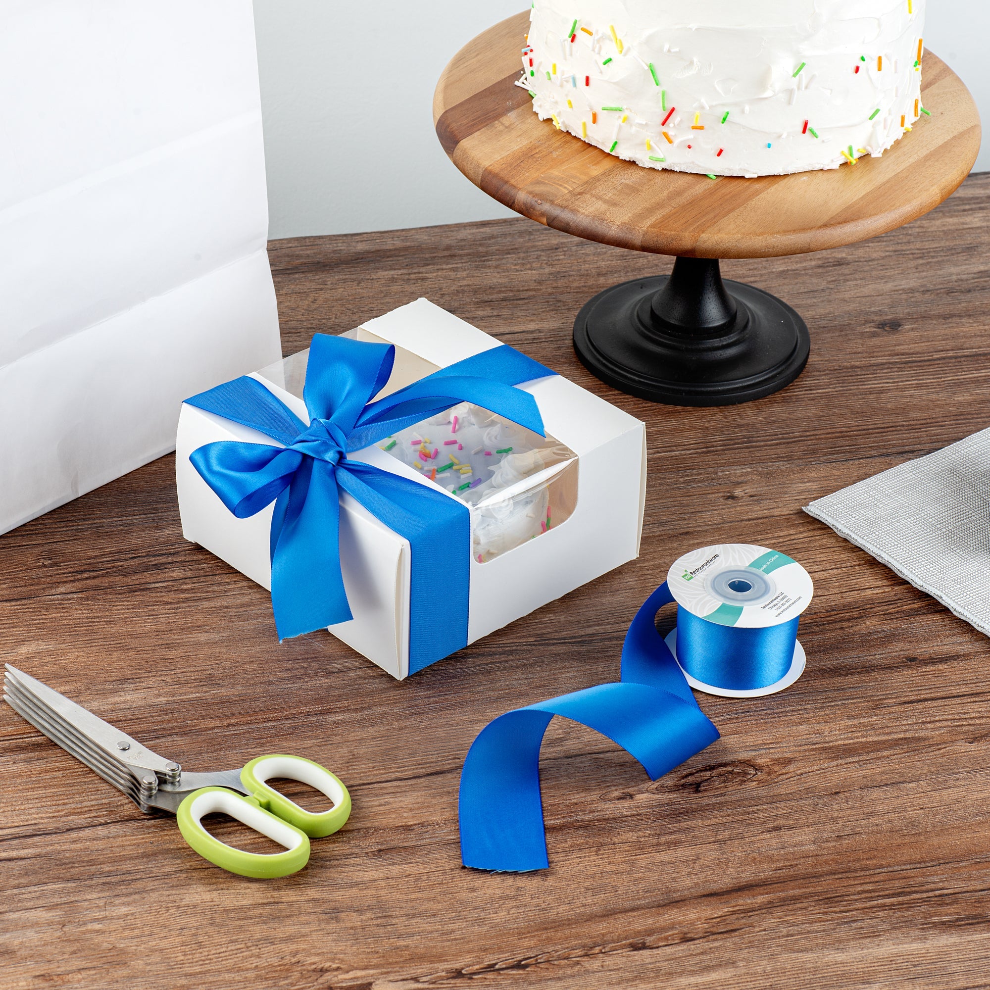 Gift Tek Royal Blue Polyester Satin Ribbon - Single Face - 1 1/2" x 10 yds - 1 count box