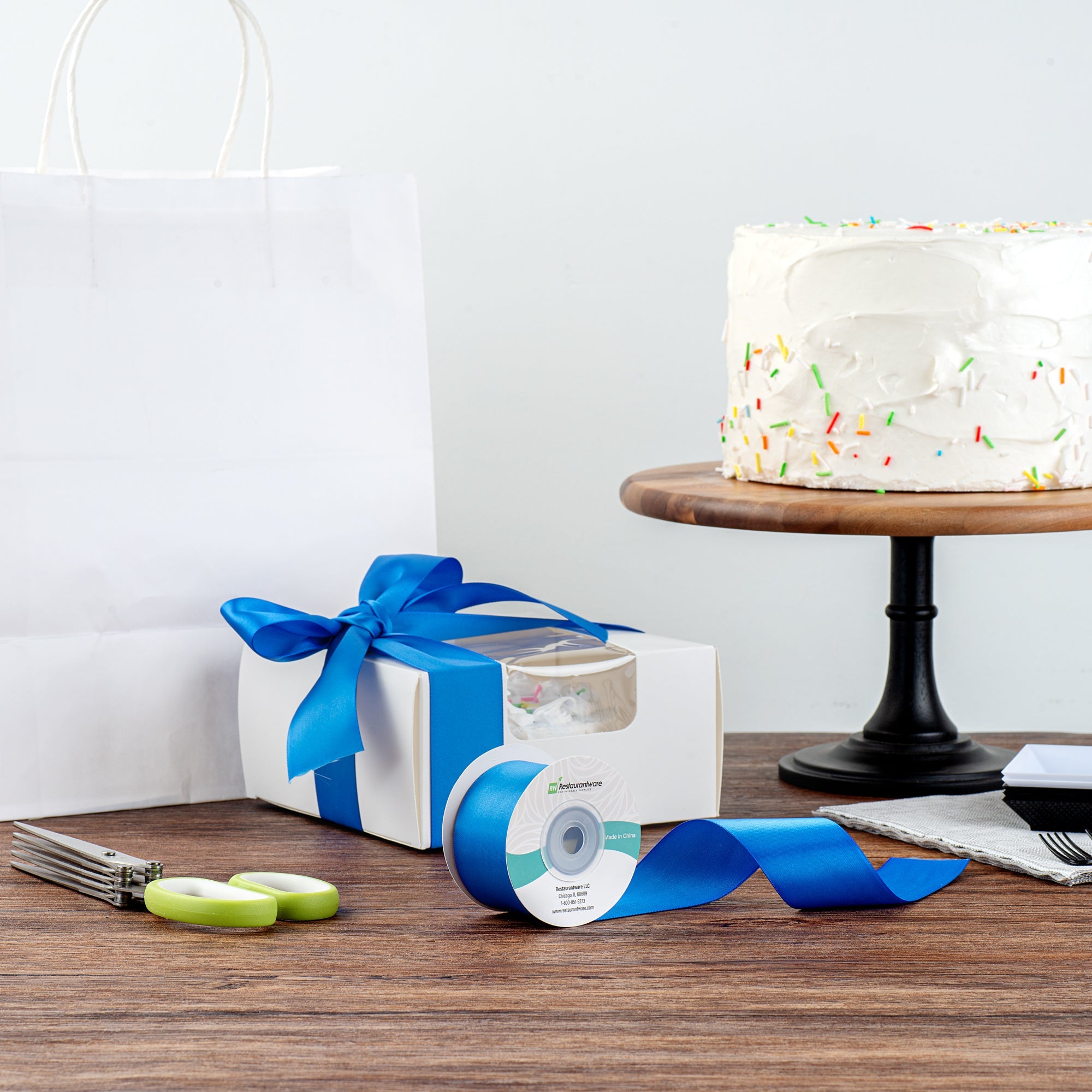 Gift Tek Royal Blue Polyester Satin Ribbon - Single Face - 1 1/2" x 10 yds - 10 count box