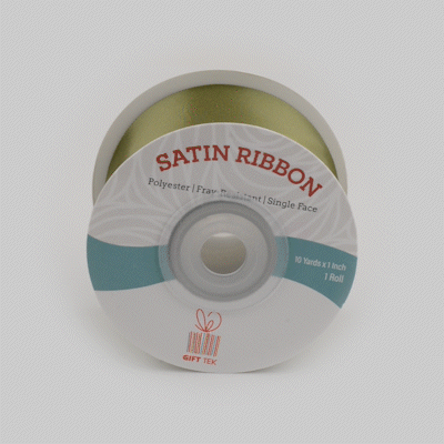 Gift Tek Spring Moss Green Polyester Satin Ribbon - Single Face - 1 1/2" x 10 yds - 1 count box
