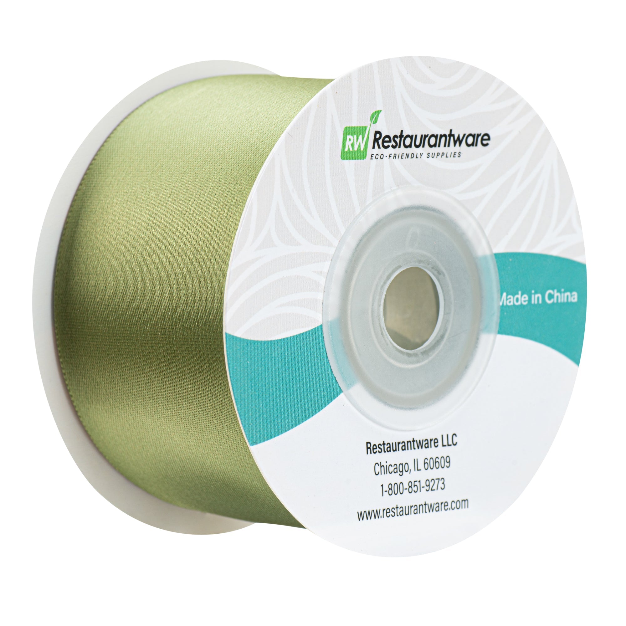 Gift Tek Spring Moss Green Polyester Satin Ribbon - Single Face - 1 1/2" x 10 yds - 10 count box