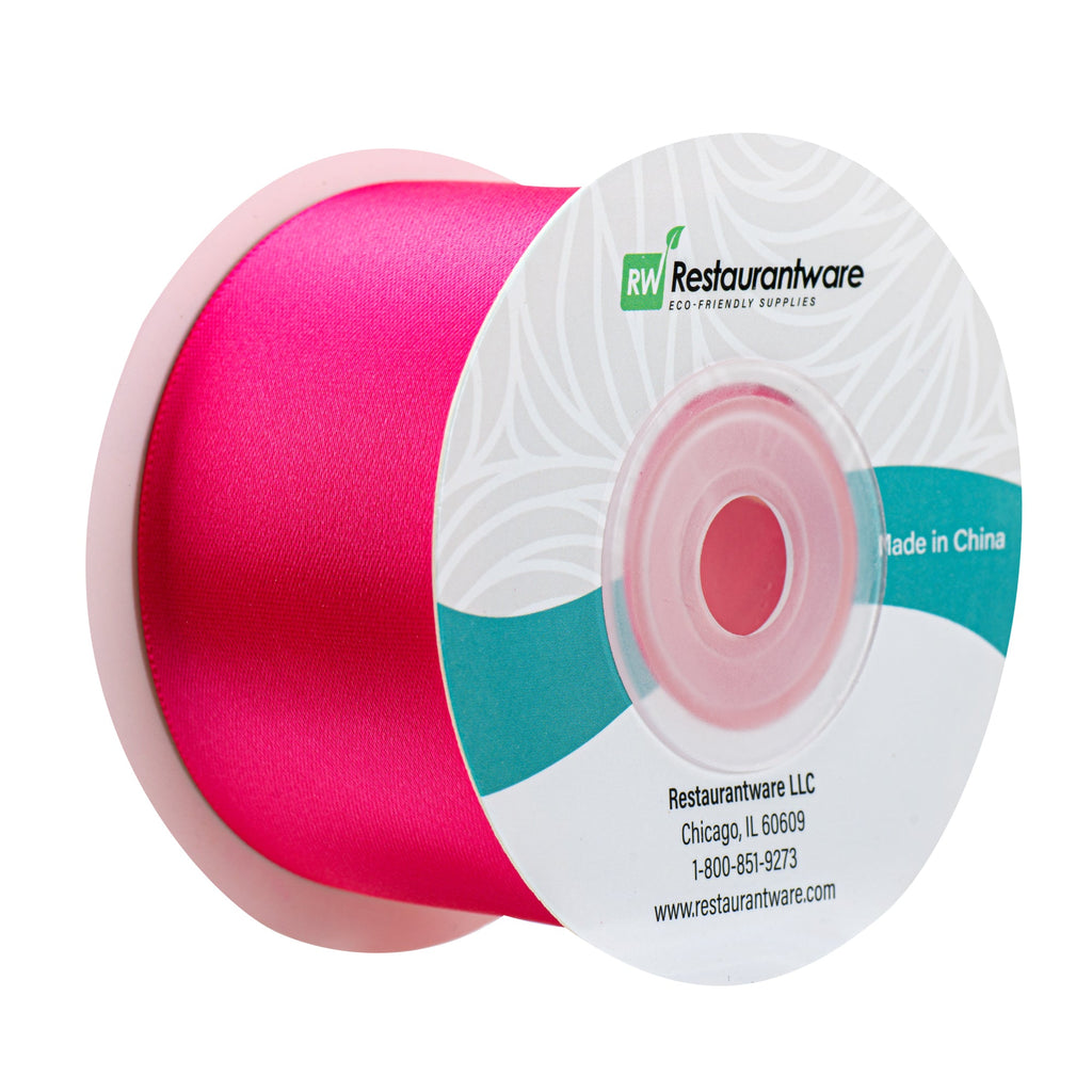 Gift Tek Shocking Pink Polyester Satin Ribbon - Single Face - 1 1/2" x 10 yds - 1 count box