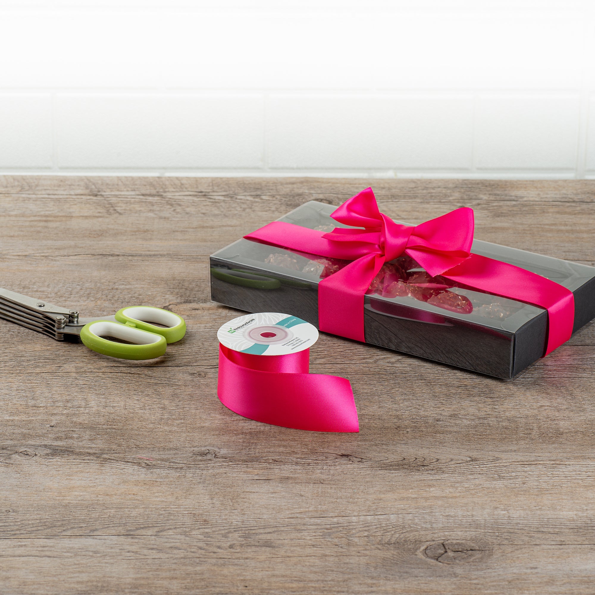 Gift Tek Shocking Pink Polyester Satin Ribbon - Single Face - 1 1/2" x 10 yds - 10 count box