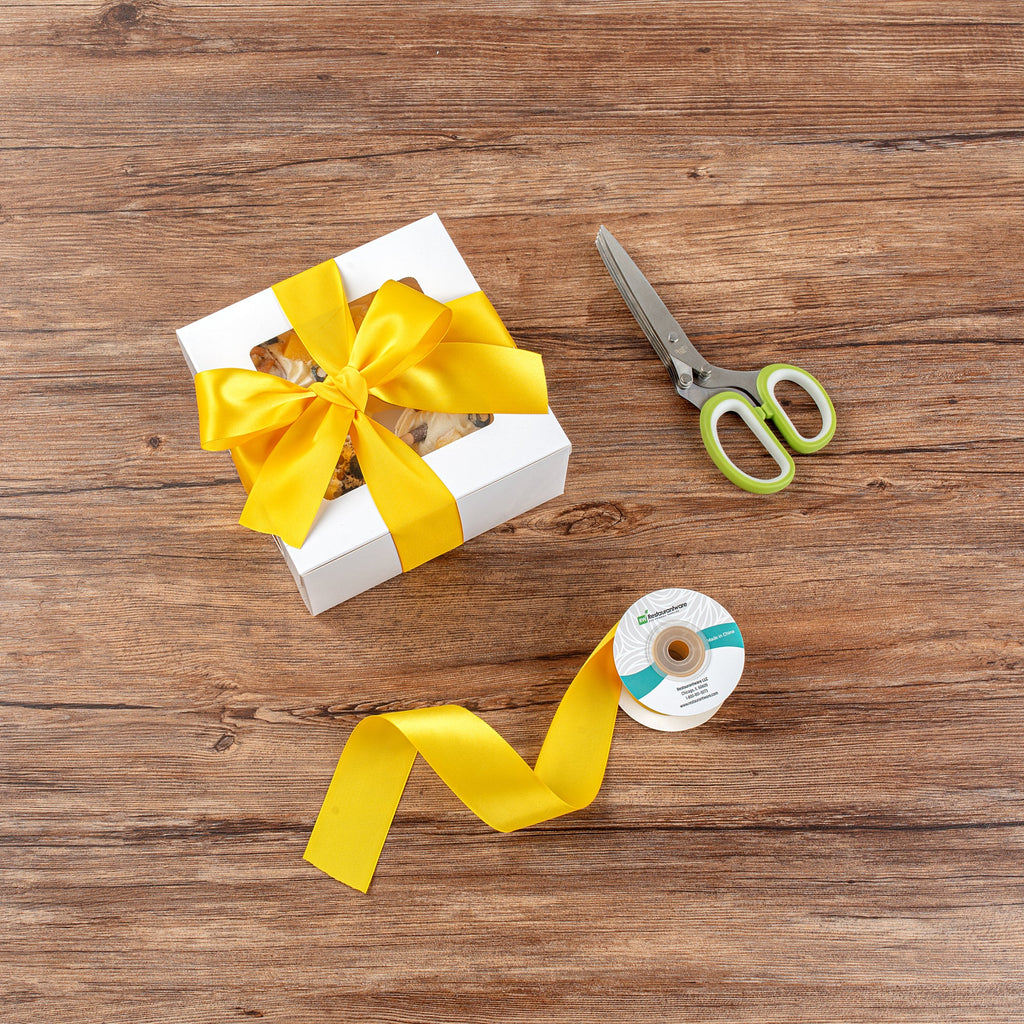 Gift Tek Yellow Polyester Satin Ribbon - Single Face - 1 1/2" x 10 yds - 1 count box