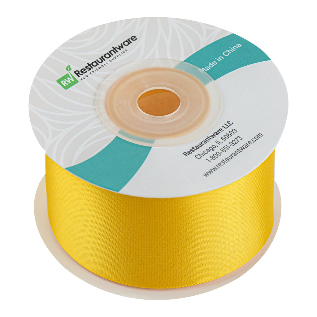 Gift Tek Yellow Polyester Satin Ribbon - Single Face - 1 1/2" x 10 yds - 10 count box