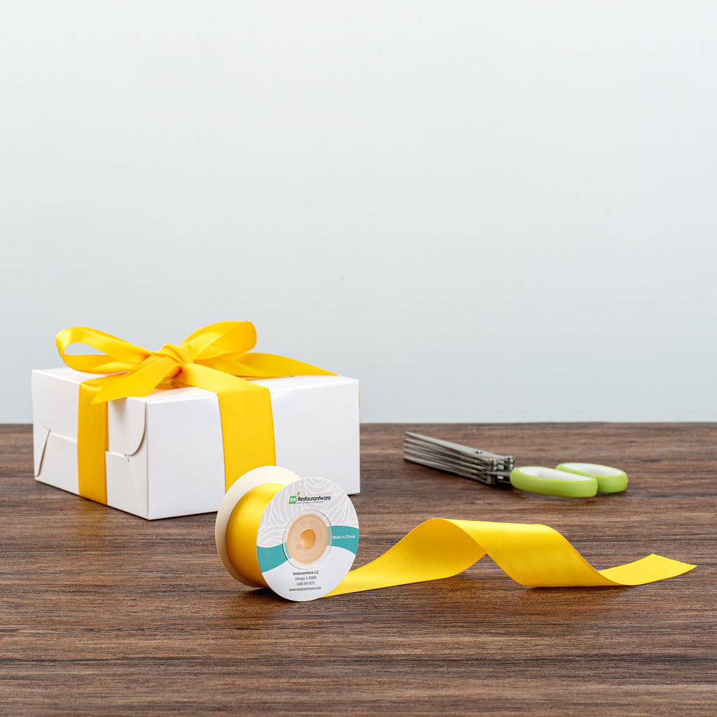 Gift Tek Yellow Polyester Satin Ribbon - Single Face - 1 1/2" x 10 yds - 10 count box