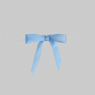 Gift Tek Light Blue Polyester Satin Twist Tie Bow - Pre-Tied - 3" x 2 1/2" - 100 count box