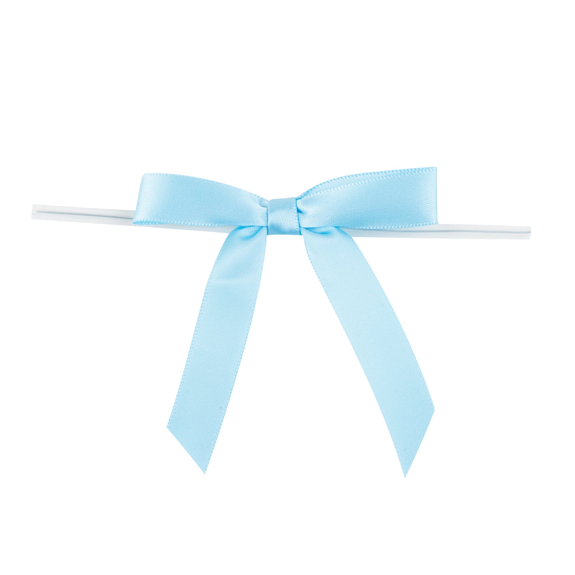 Gift Tek Light Blue Polyester Satin Twist Tie Bow - Pre-Tied - 3" x 2 1/2" - 4000 count box