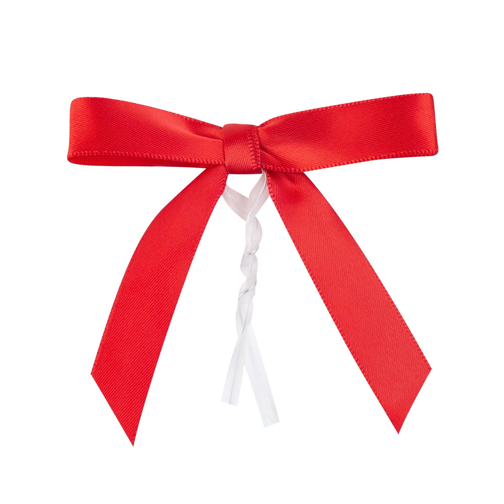 Gift Tek Red Polyester Satin Twist Tie Bow - Pre-Tied - 3" x 2 1/2" - 100 count box