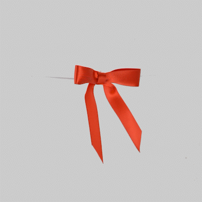 Gift Tek Red Polyester Satin Twist Tie Bow - Pre-Tied - 3" x 2 1/2" - 100 count box