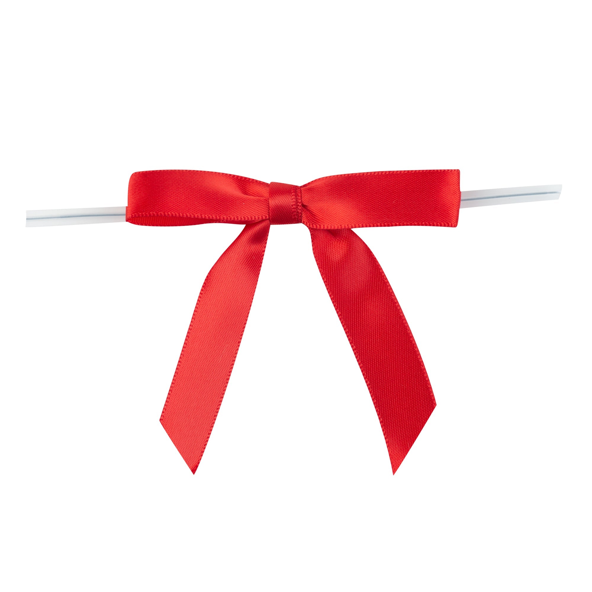 Gift Tek Red Polyester Satin Twist Tie Bow - Pre-Tied - 3" x 2 1/2" - 4000 count box
