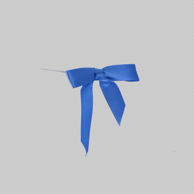 Gift Tek Royal Blue Polyester Satin Twist Tie Bow - Pre-Tied - 3" x 2 1/2" - 100 count box