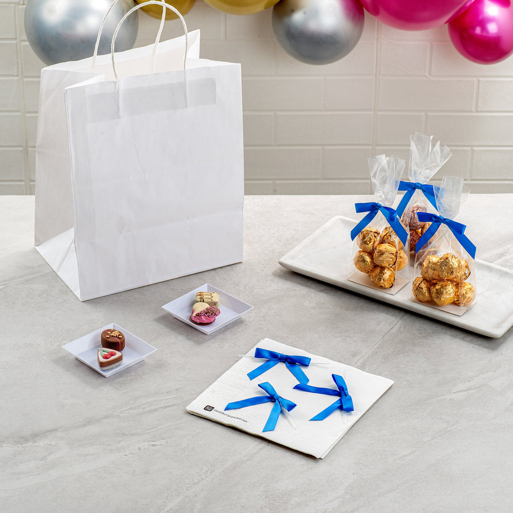 Gift Tek Royal Blue Polyester Satin Twist Tie Bow - Pre-Tied - 3" x 2 1/2" - 4000 count box