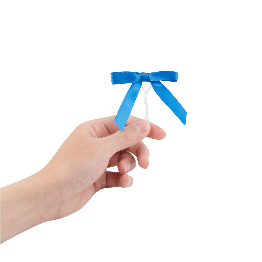 Gift Tek Royal Blue Polyester Satin Twist Tie Bow - Pre-Tied - 3" x 2 1/2" - 4000 count box