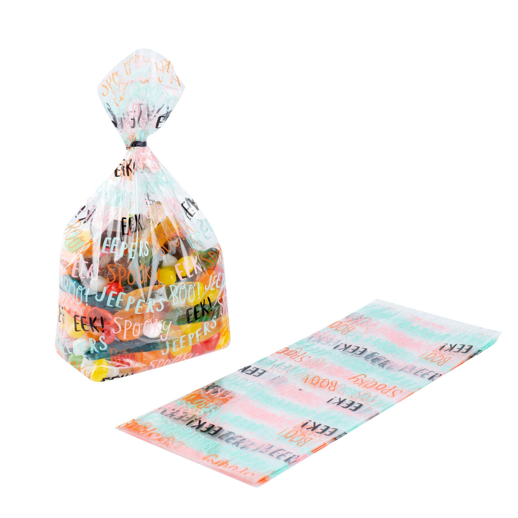 Bag Tek Plastic Candy Bag - Halloween Words, Gusseted - 4" x 2" x 9 1/2" - 100 count box