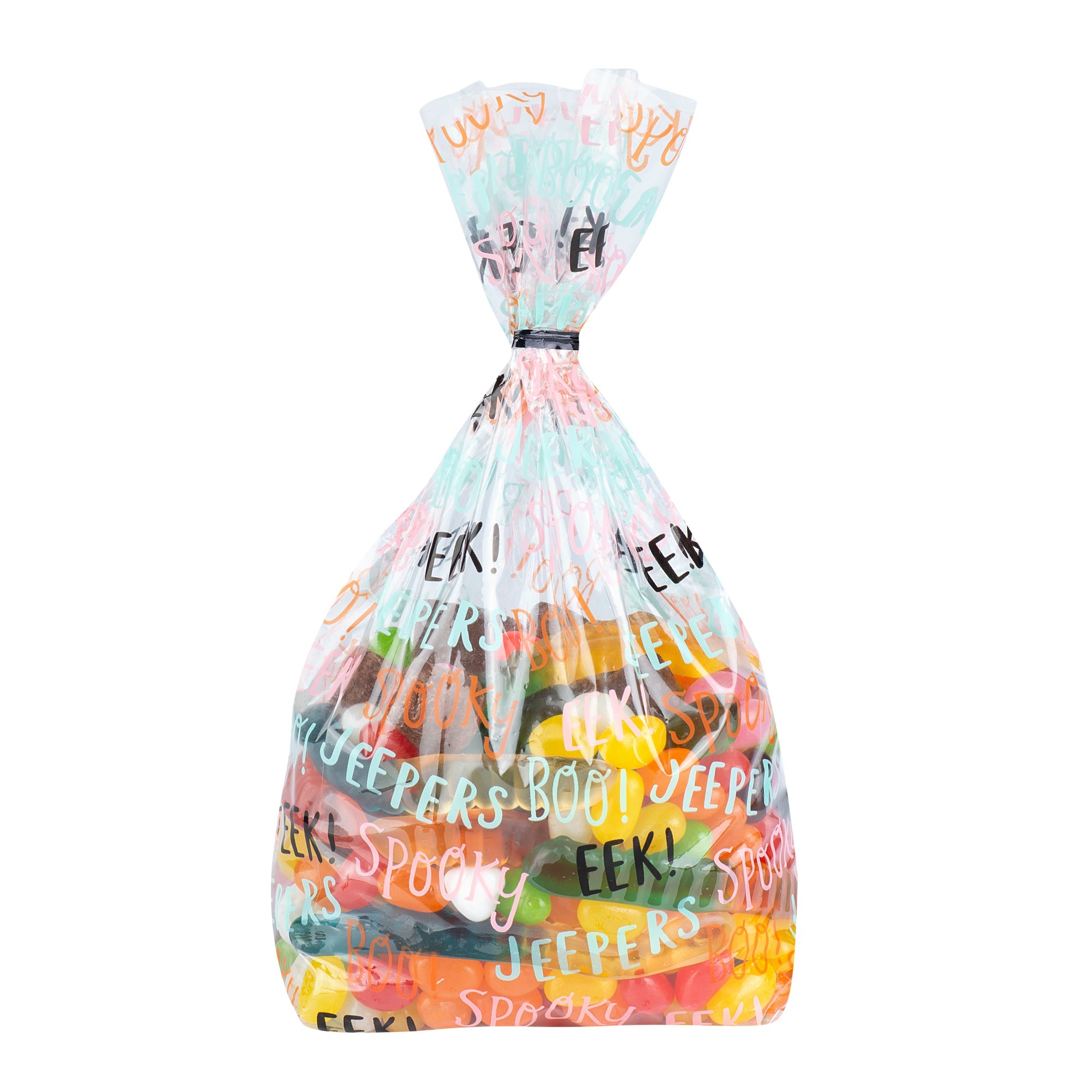 Bag Tek Plastic Candy Bag - Halloween Words, Gusseted - 4" x 2" x 9 1/2" - 100 count box