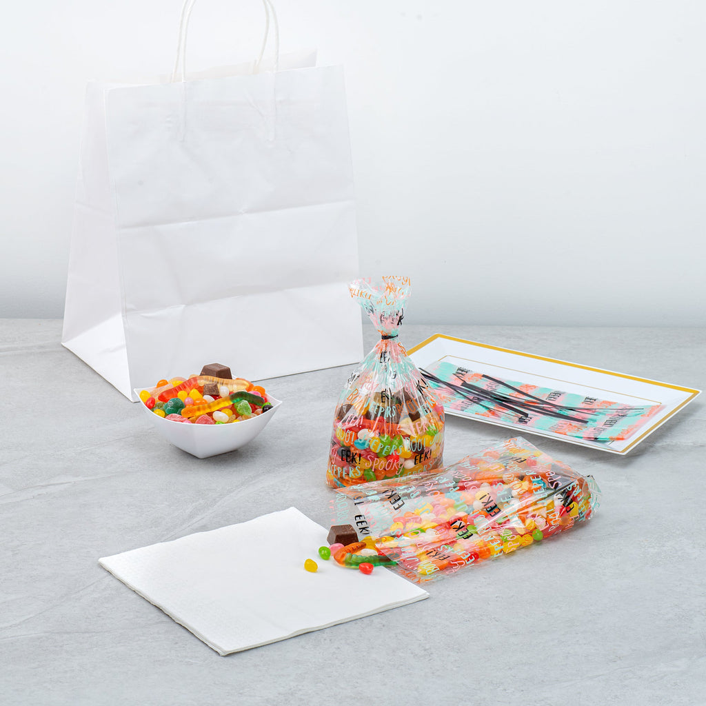 Bag Tek Plastic Candy Bag - Halloween Words, Gusseted - 4" x 2" x 9 1/2" - 4000 count box