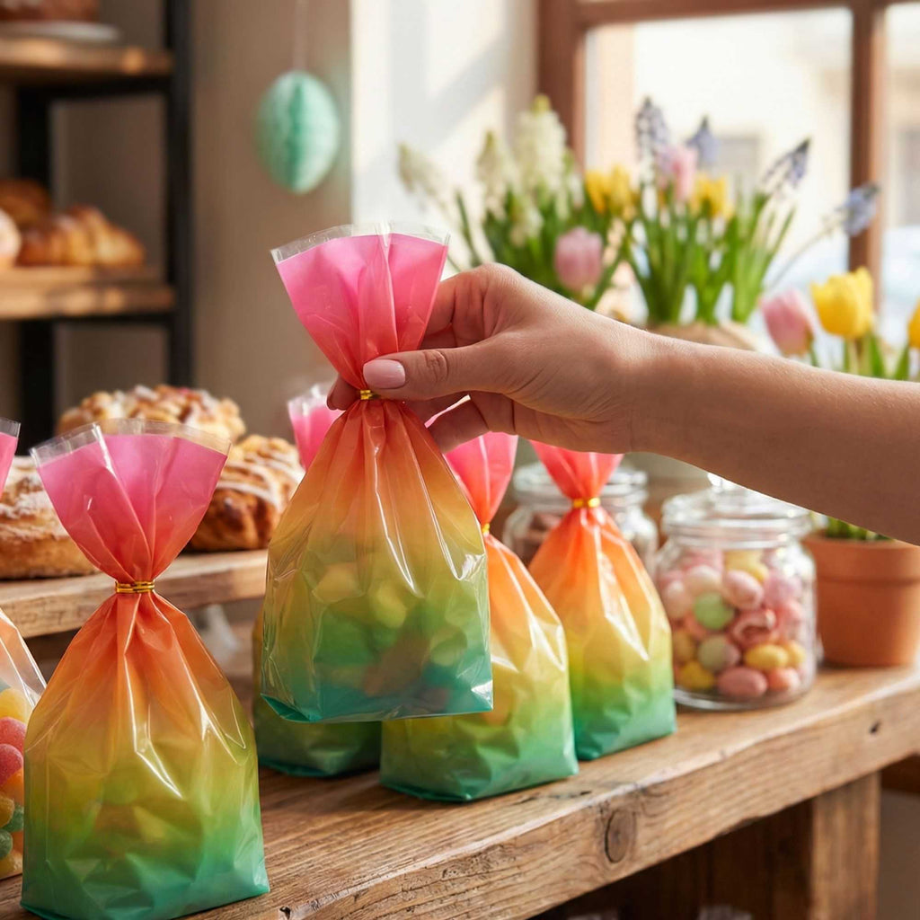Bag Tek Plastic Candy Bag - Rainbow Ombre, Gusseted - 4" x 2" x 9 1/2" - 100 count box
