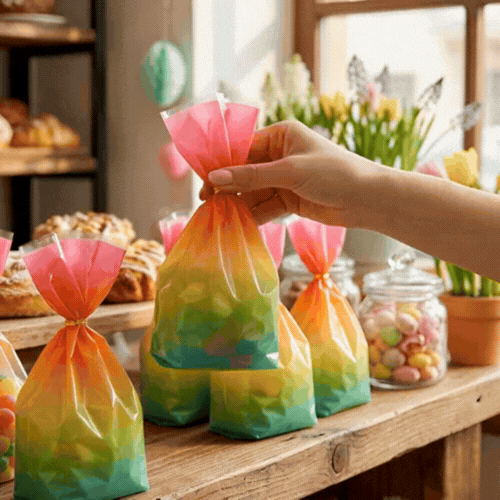 Bag Tek Plastic Candy Bag - Rainbow Ombre, Gusseted - 4" x 2" x 9 1/2" - 4000 count box