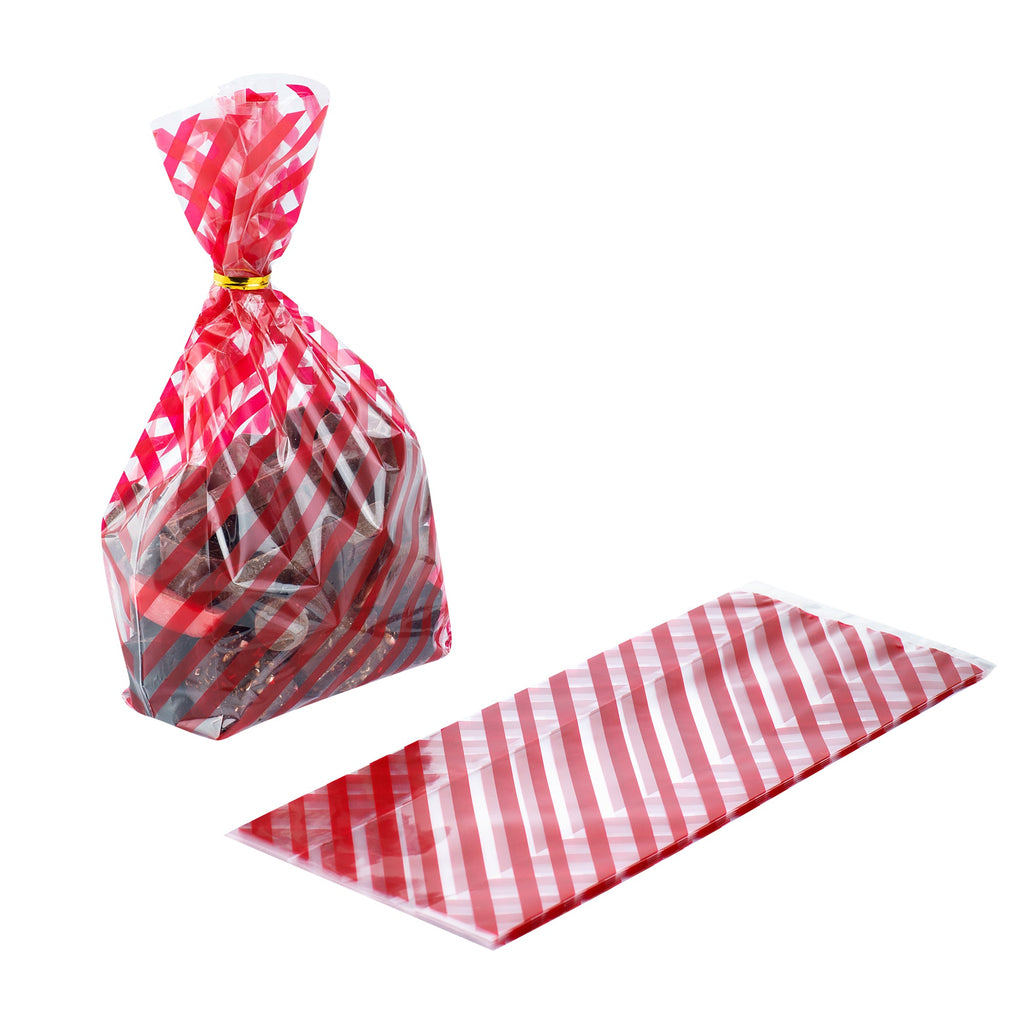 Bag Tek Plastic Candy Bag - Stripes, Gusseted - 4" x 2" x 9 1/2" - 100 count box