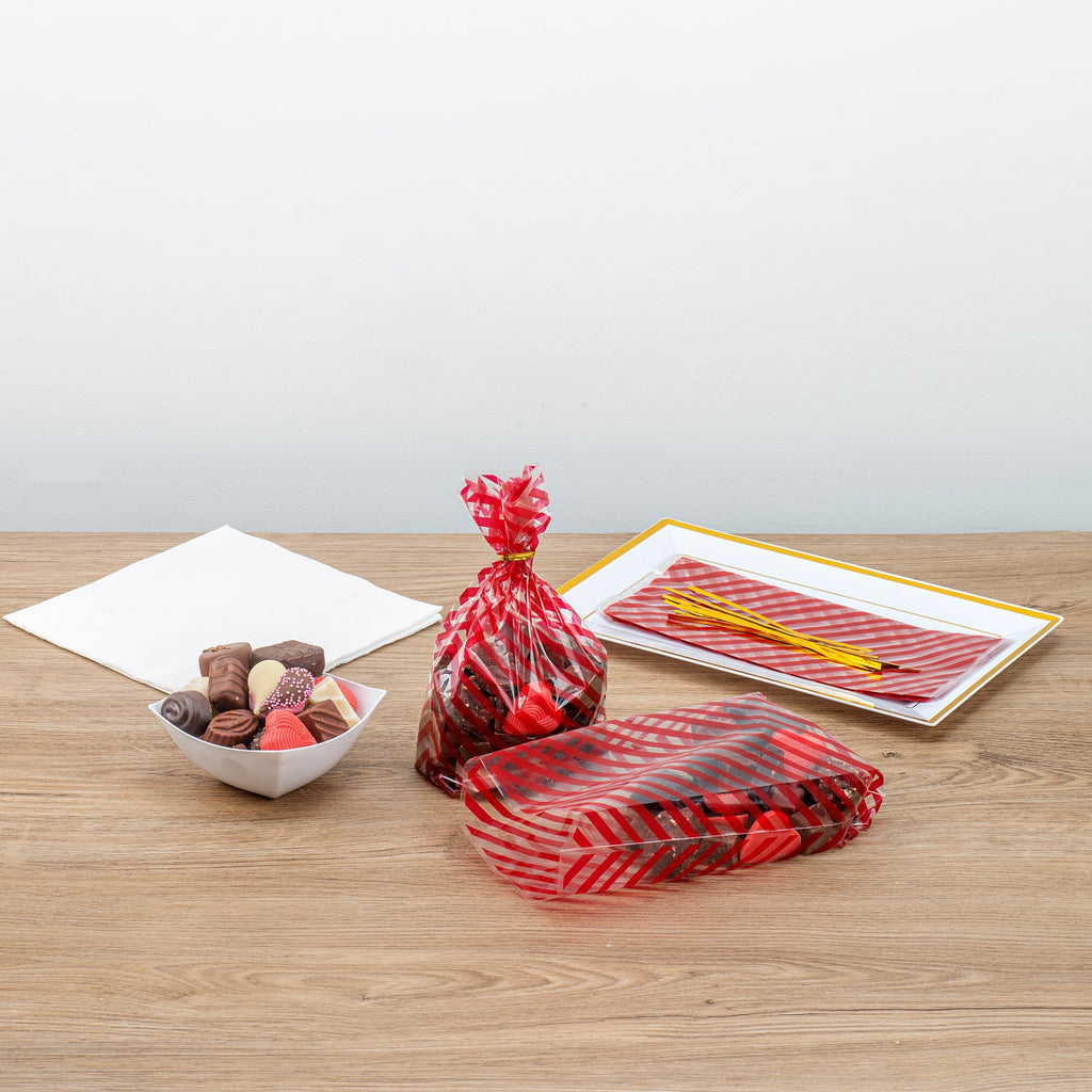 Bag Tek Plastic Candy Bag - Stripes, Gusseted - 4" x 2" x 9 1/2" - 100 count box