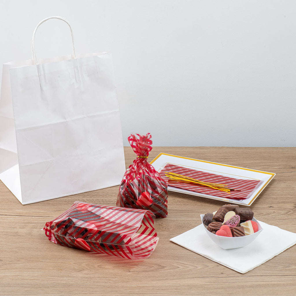 Bag Tek Plastic Candy Bag - Stripes, Gusseted - 4" x 2" x 9 1/2" - 100 count box