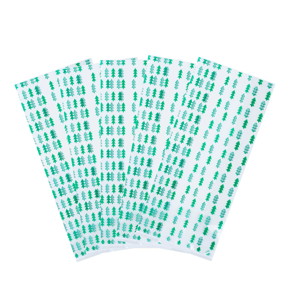 Bag Tek Plastic Candy Bag - Christmas Trees, Gusseted - 5" x 3" x 11" - 100 count box