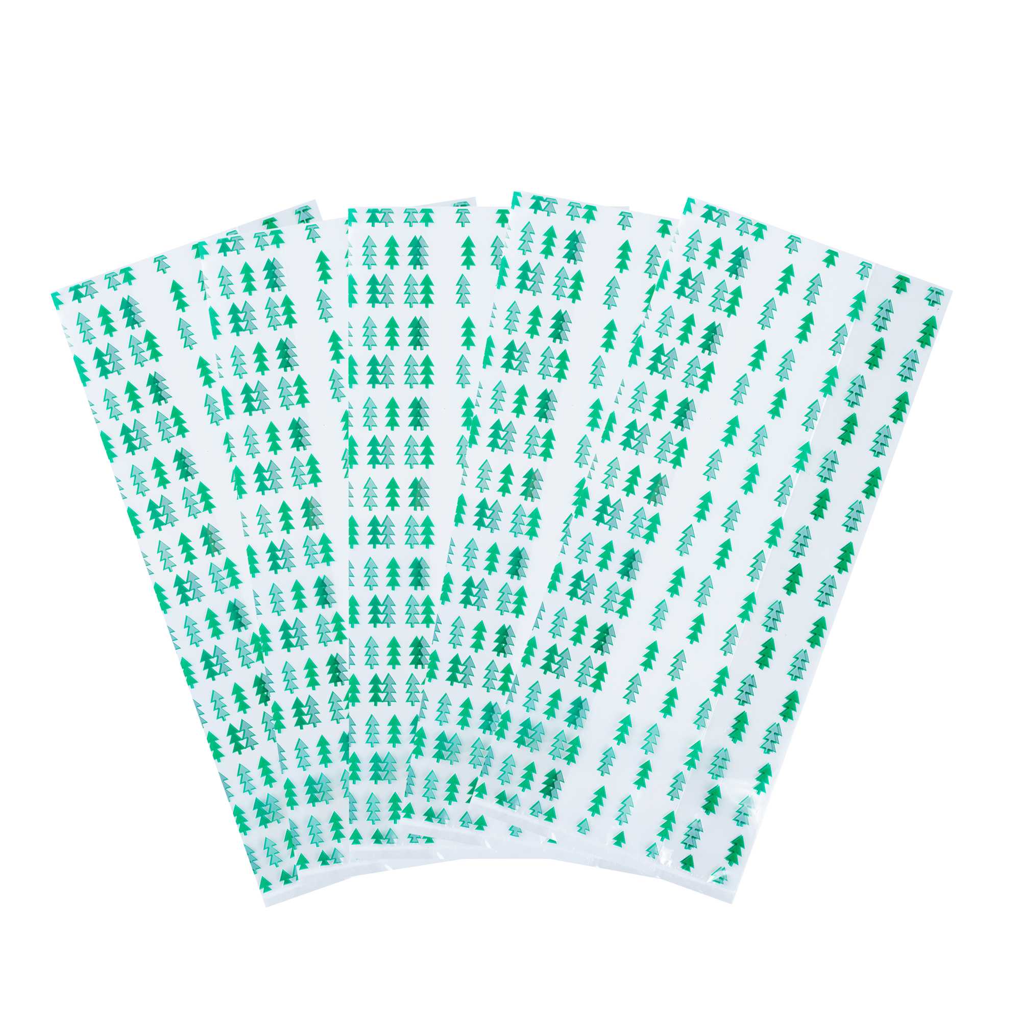 Bag Tek Plastic Candy Bag - Christmas Trees, Gusseted - 5" x 3" x 11" - 100 count box