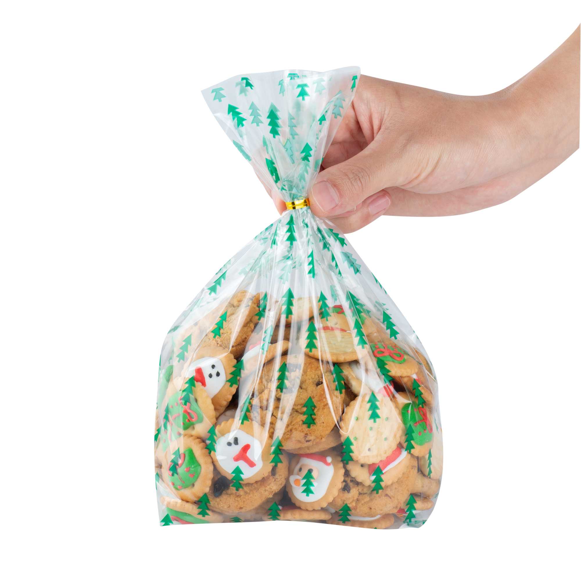Bag Tek Plastic Candy Bag - Christmas Trees, Gusseted - 5" x 3" x 11" - 100 count box