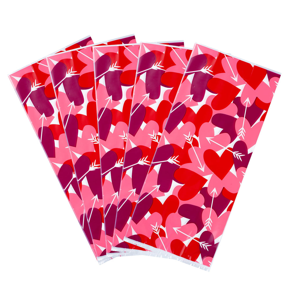 Bag Tek Plastic Candy Bag - Large Hearts, Gusseted - 5" x 3" x 11" - 100 count box