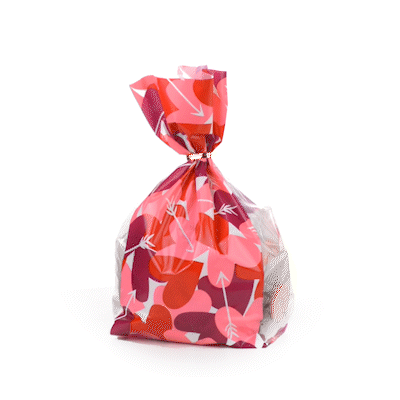 Bag Tek Plastic Candy Bag - Large Hearts, Gusseted - 5" x 3" x 11" - 100 count box