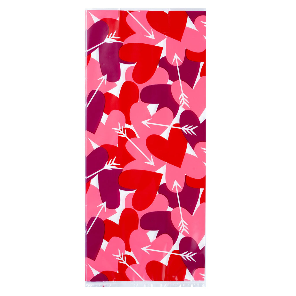 Bag Tek Plastic Candy Bag - Large Hearts, Gusseted - 5" x 3" x 11" - 100 count box