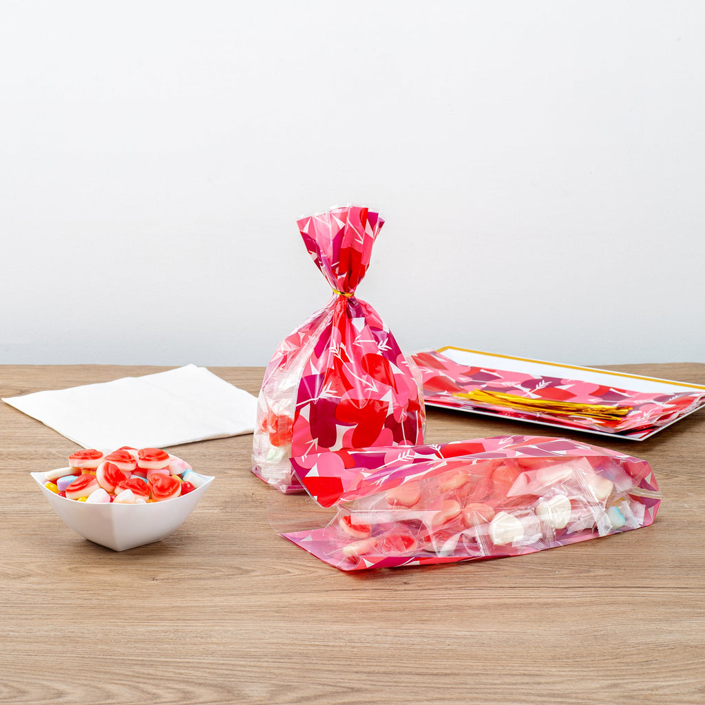 Bag Tek Plastic Candy Bag - Large Hearts, Gusseted - 5" x 3" x 11" - 100 count box