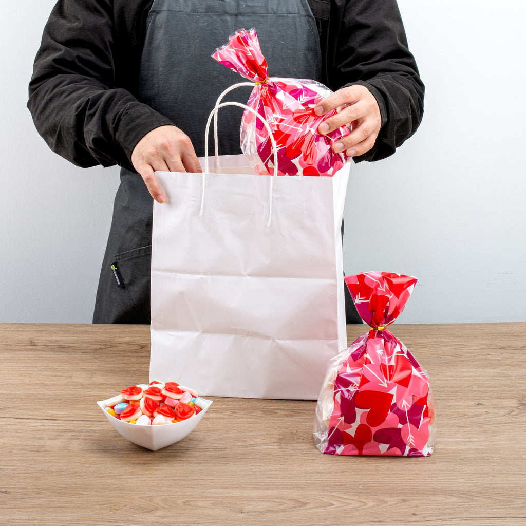 Bag Tek Plastic Candy Bag - Large Hearts, Gusseted - 5" x 3" x 11" - 100 count box