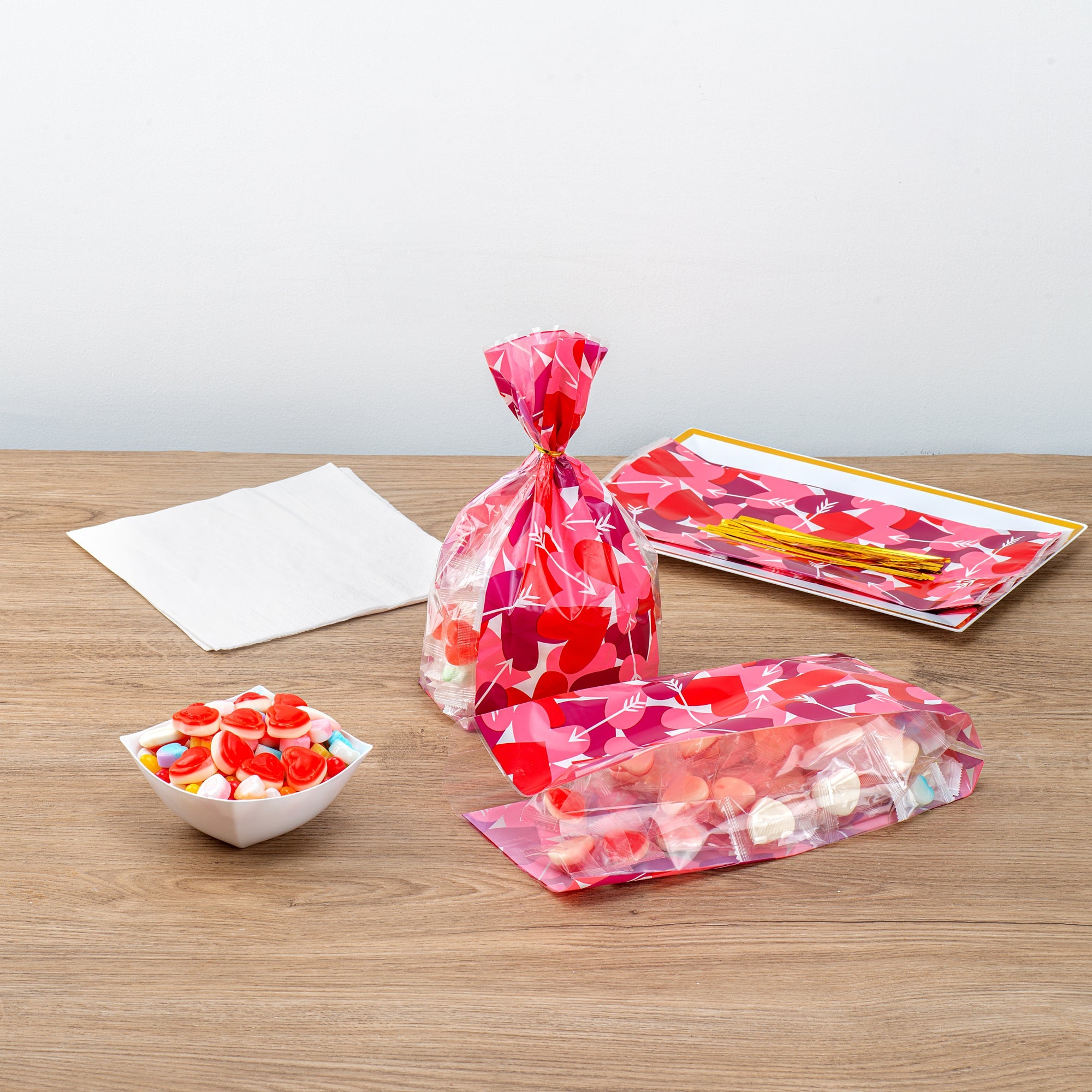 Bag Tek Plastic Candy Bag - Large Hearts, Gusseted - 5" x 3" x 11" - 4000 count box