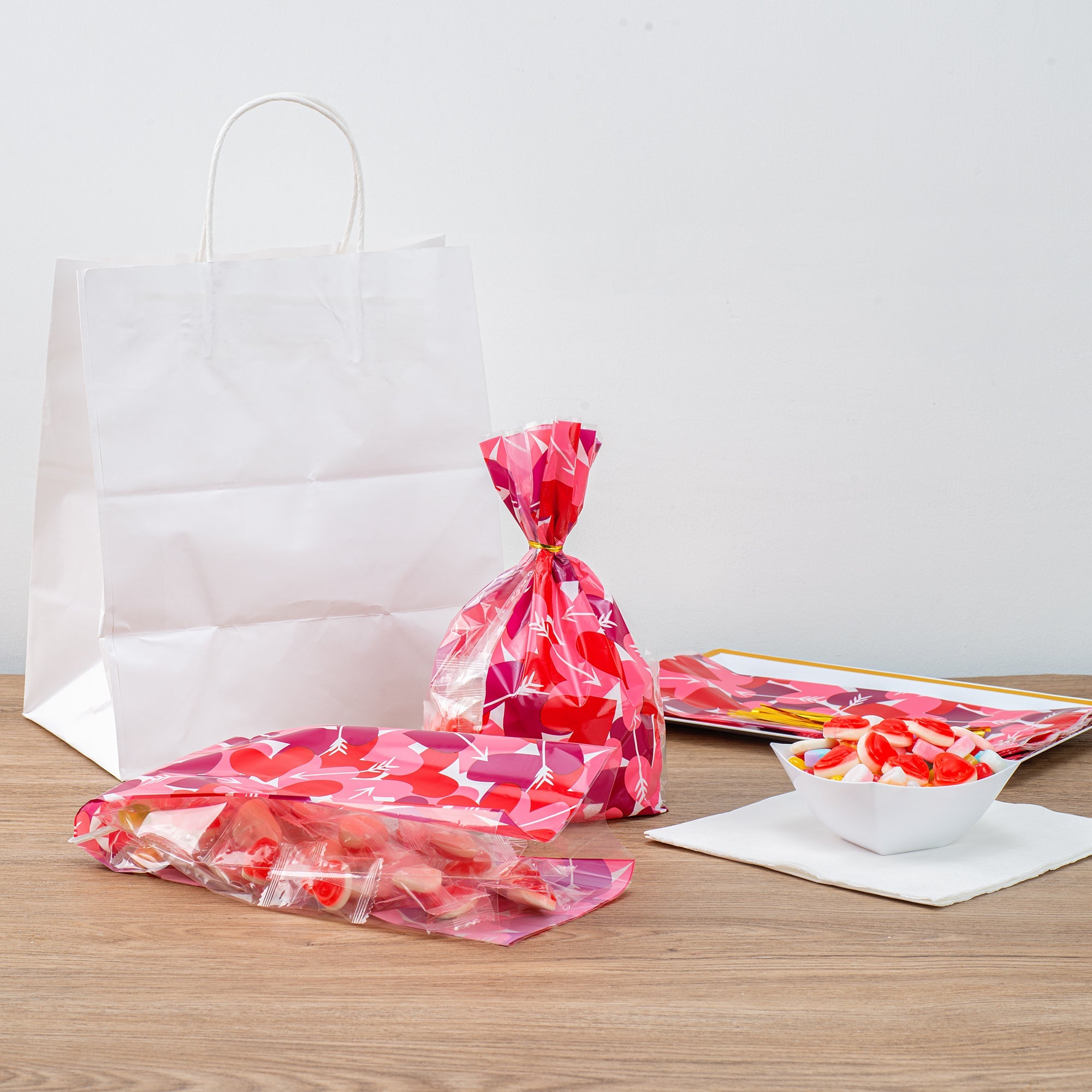 Bag Tek Plastic Candy Bag - Large Hearts, Gusseted - 5" x 3" x 11" - 4000 count box