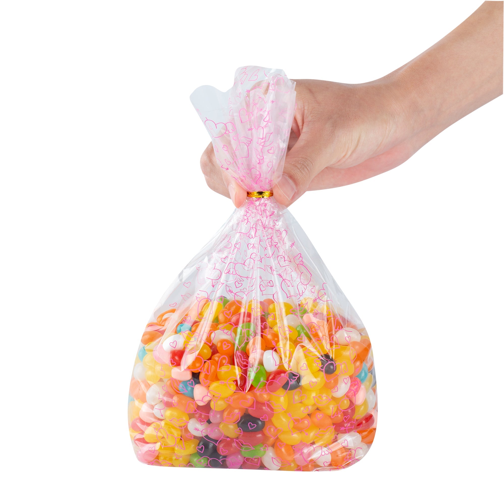 Bag Tek Plastic Candy Bag - Winged Hearts, Gusseted - 5" x 3" x 11" - 100 count box