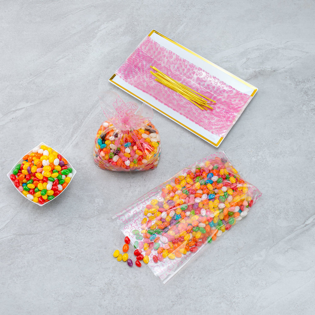 Bag Tek Plastic Candy Bag - Winged Hearts, Gusseted - 5" x 3" x 11" - 100 count box
