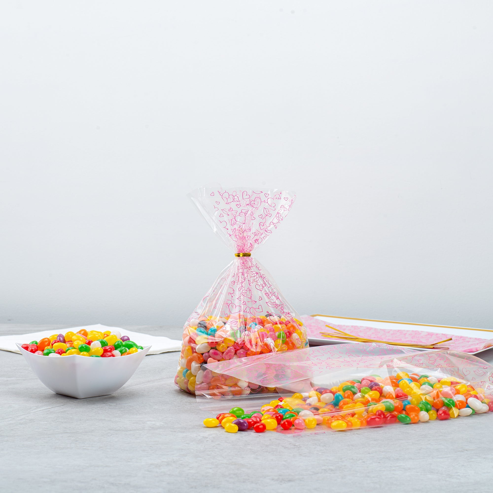 Bag Tek Plastic Candy Bag - Winged Hearts, Gusseted - 5" x 3" x 11" - 4000 count box
