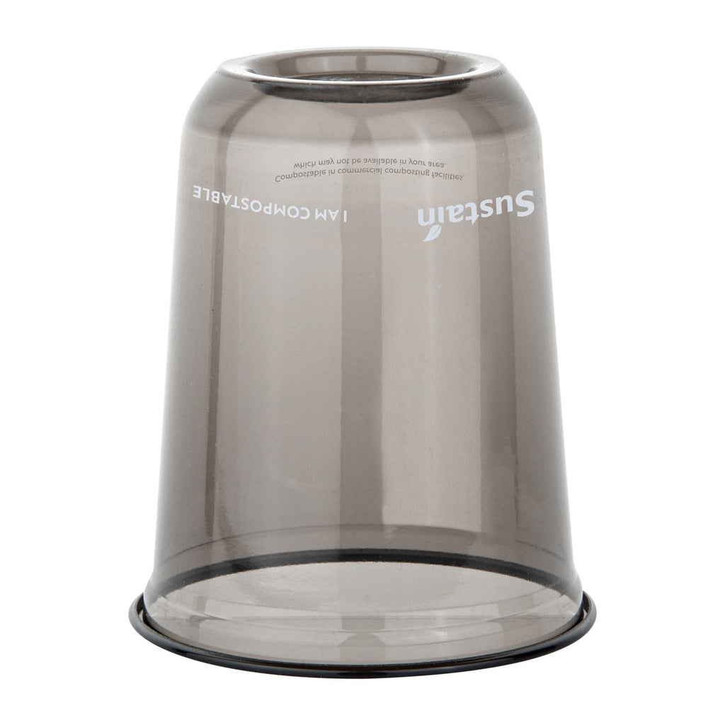 Sustain 12 oz U-Shape Black PLA Plastic Drinking Cup - Compostable, Rounded Bottom - 3 1/2" x 3 1/2" x 4 1/4" - 100 count box
