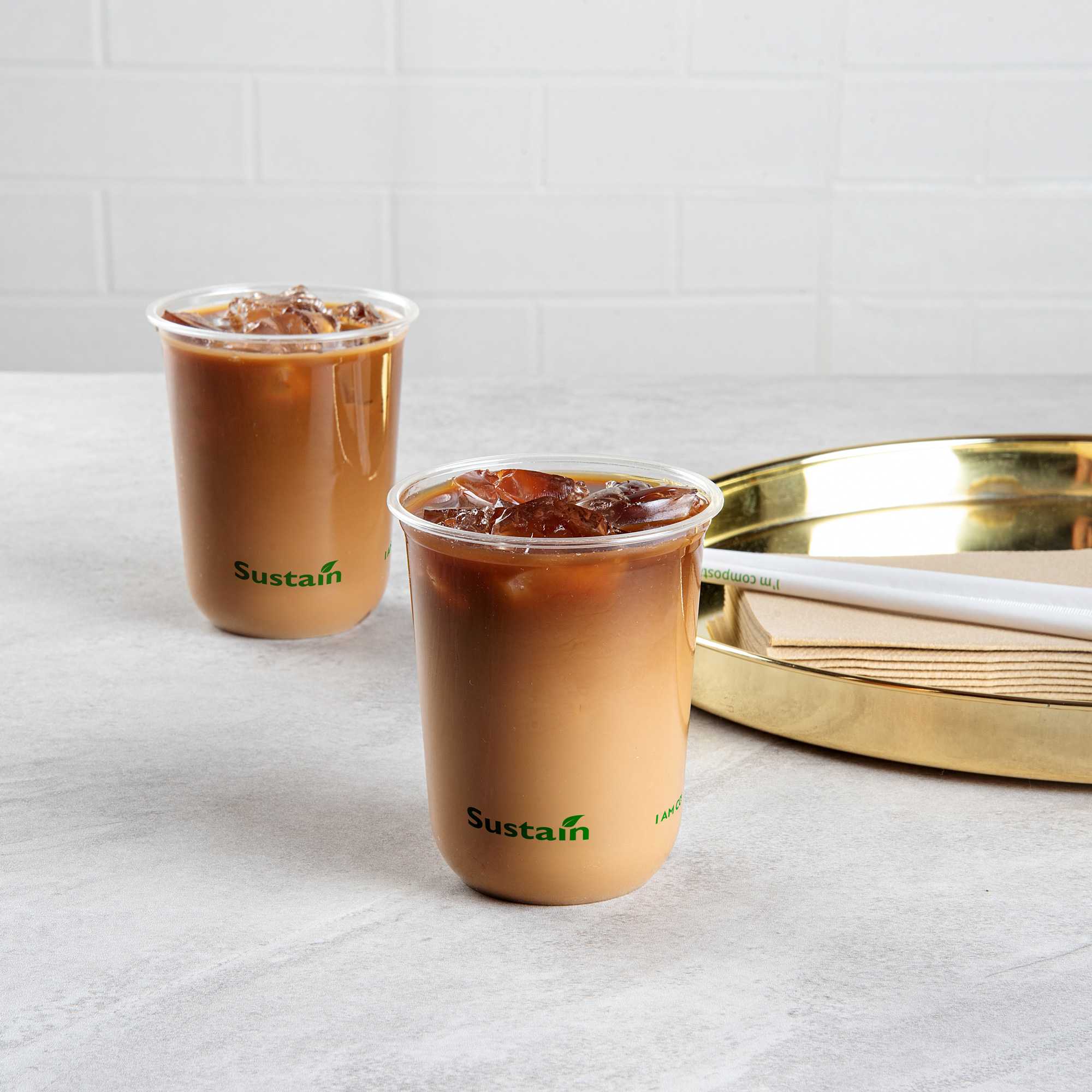 Sustain 12 oz U-Shape Clear PLA Plastic Drinking Cup - Compostable, Rounded Bottom - 3 1/2" x 3 1/2" x 4 1/4" - 1000 count box