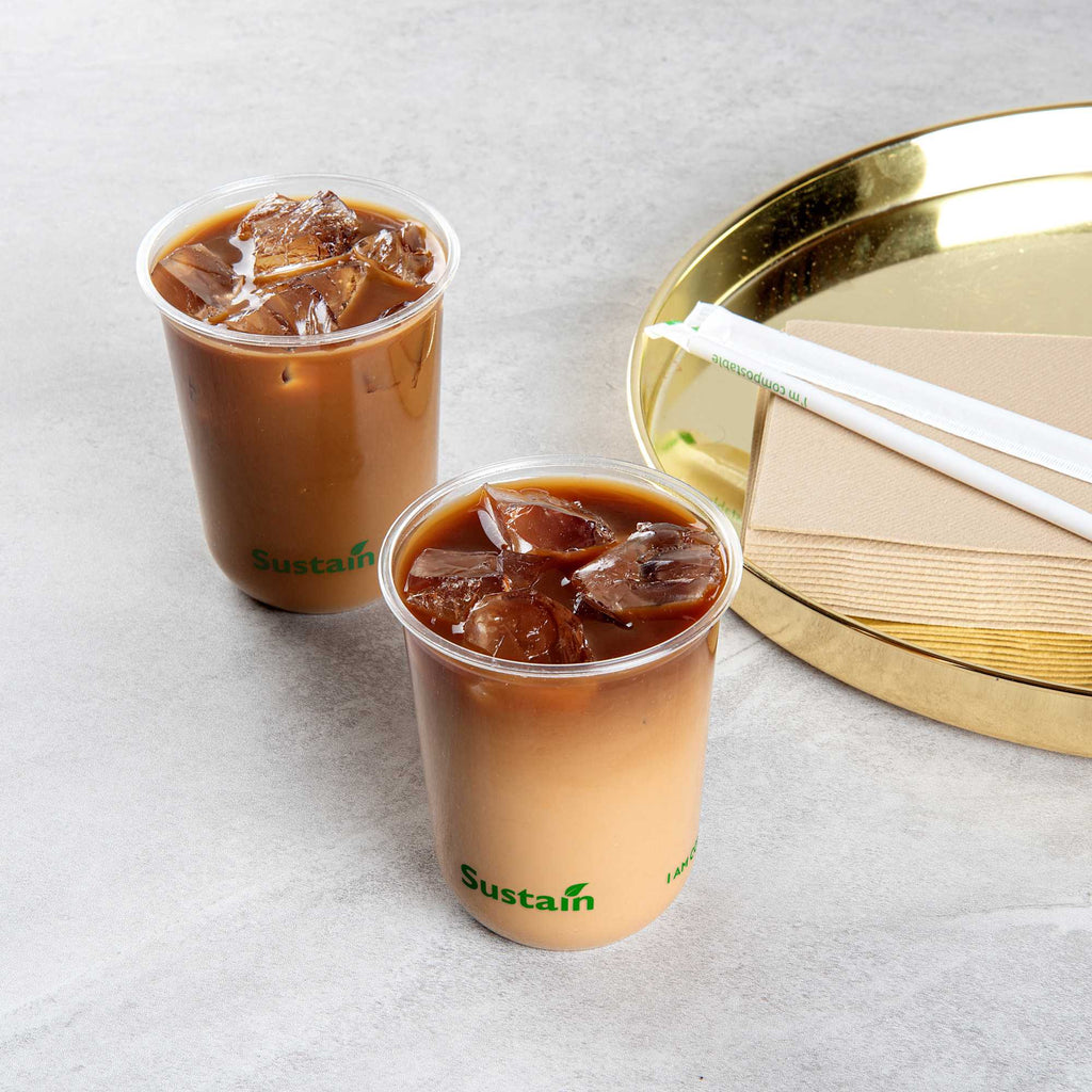 Sustain 12 oz U-Shape Clear PLA Plastic Drinking Cup - Compostable, Rounded Bottom - 3 1/2" x 3 1/2" x 4 1/4" - 1000 count box