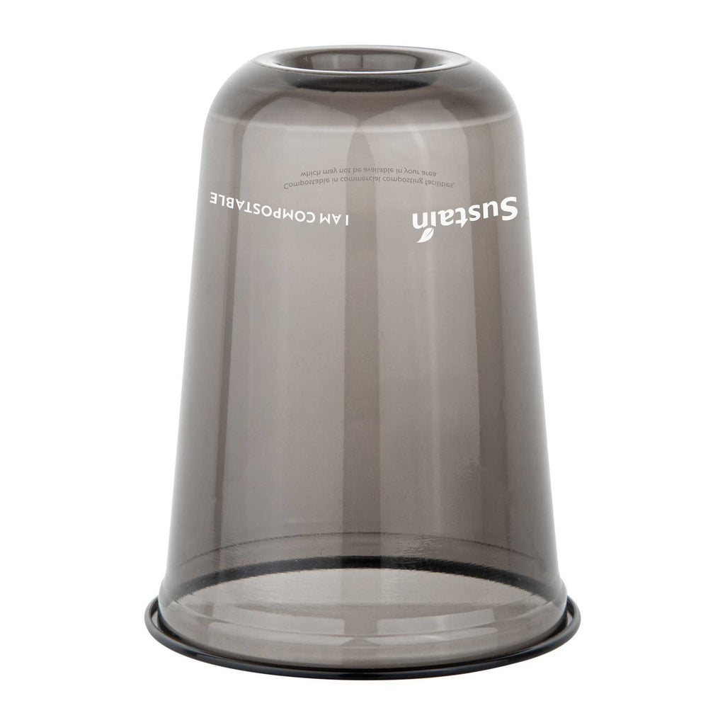 Sustain 16 oz U-Shape Black PLA Plastic Drinking Cup - Compostable, Rounded Bottom - 3 1/2" x 3 1/2" x 4 3/4" - 1000 count box