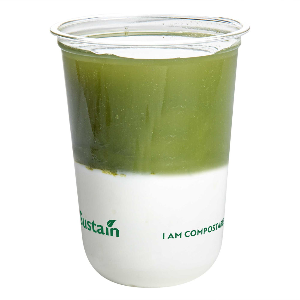 Sustain 16 oz U-Shape Clear PLA Plastic Drinking Cup - Compostable, Rounded Bottom - 3 1/2" x 3 1/2" x 4 3/4" - 100 count box