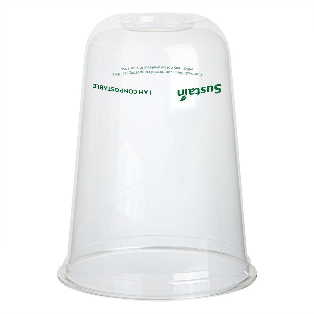 Sustain 16 oz U-Shape Clear PLA Plastic Drinking Cup - Compostable, Rounded Bottom - 3 1/2" x 3 1/2" x 4 3/4" - 100 count box