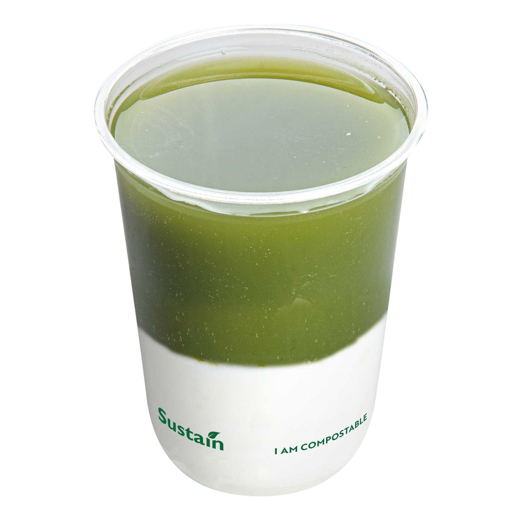 Sustain 16 oz U-Shape Clear PLA Plastic Drinking Cup - Compostable, Rounded Bottom - 3 1/2" x 3 1/2" x 4 3/4" - 1000 count box